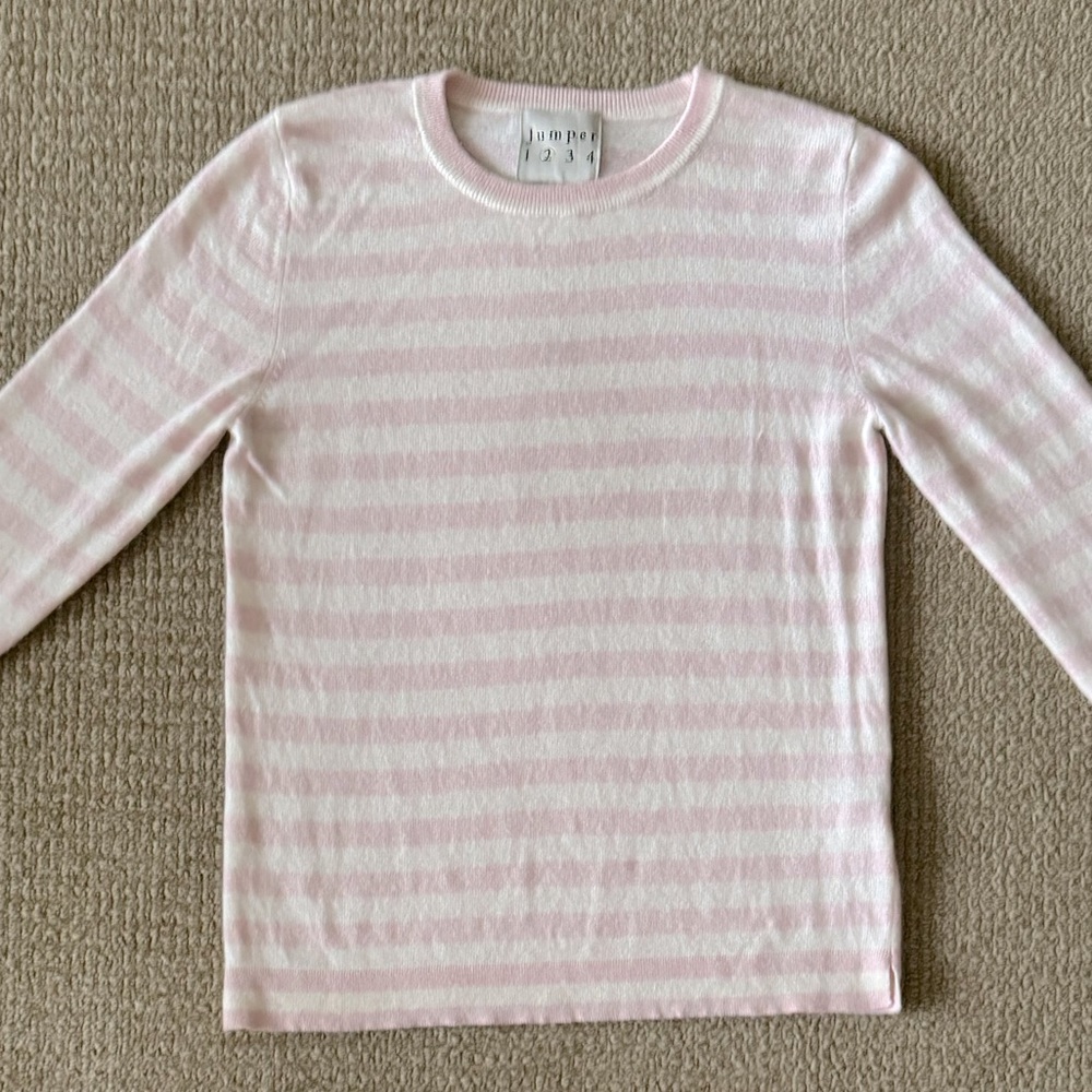 Jumper 1234 100% Cashmere Striped crew neck sweater so Small